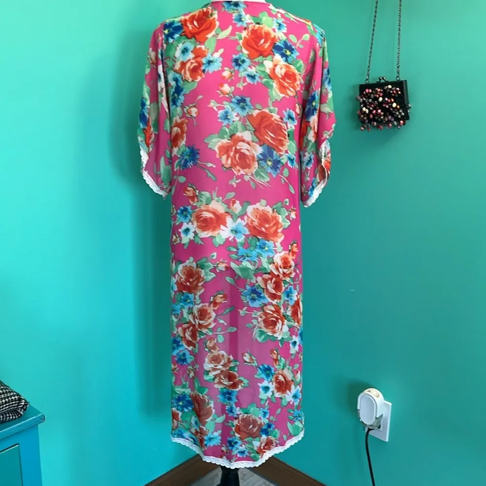 Chic Happens brand Floral Maxi Kimono Pink - Image 7