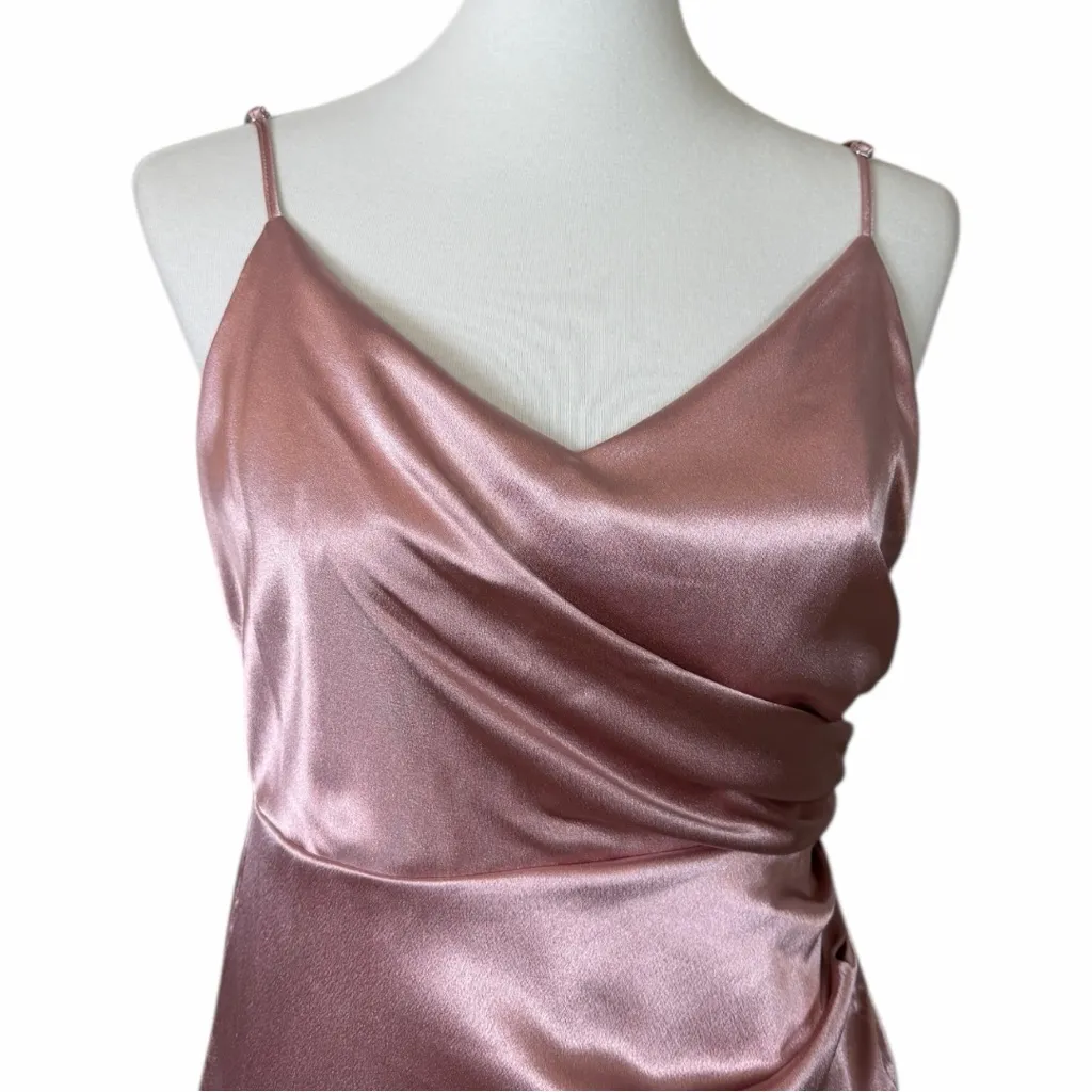 Birdy Grey English Rose Satin Mermaid Wrap Style Maxi Dress Women’s Size Medium Pink - Image 9