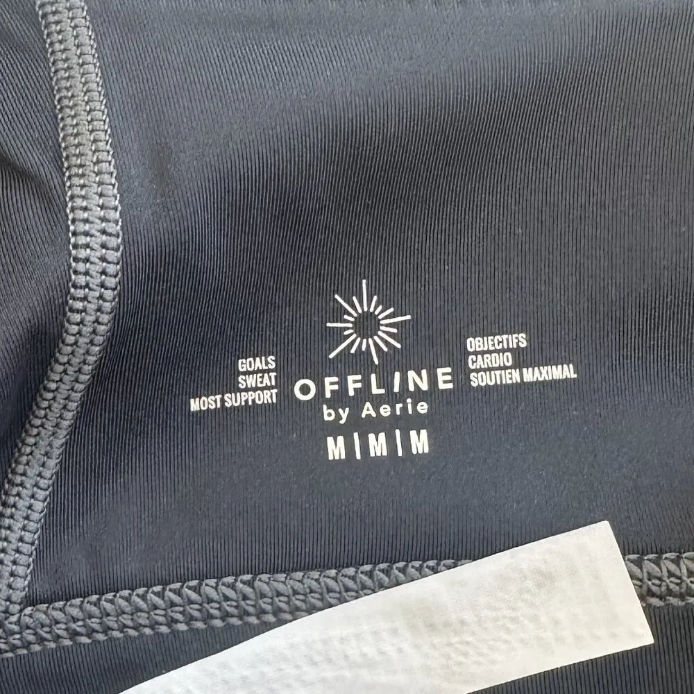 NWT Offline by Aerie Black with Gray Stitching Goals Padded Sports Bra - Size: M - Image 3