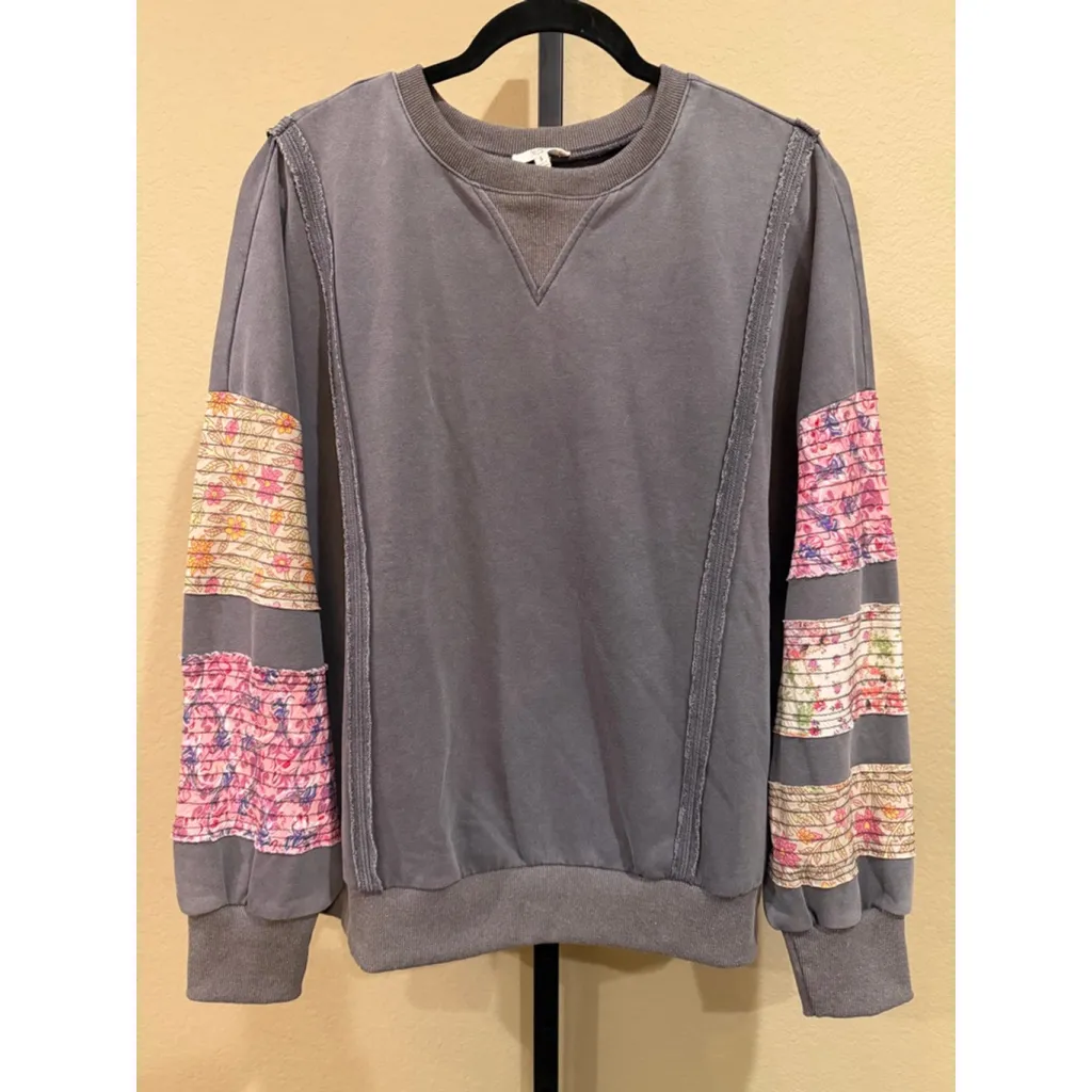 Easel Oversized Cotton Patchwork Sweatshirt in Gray Size S - Image 2