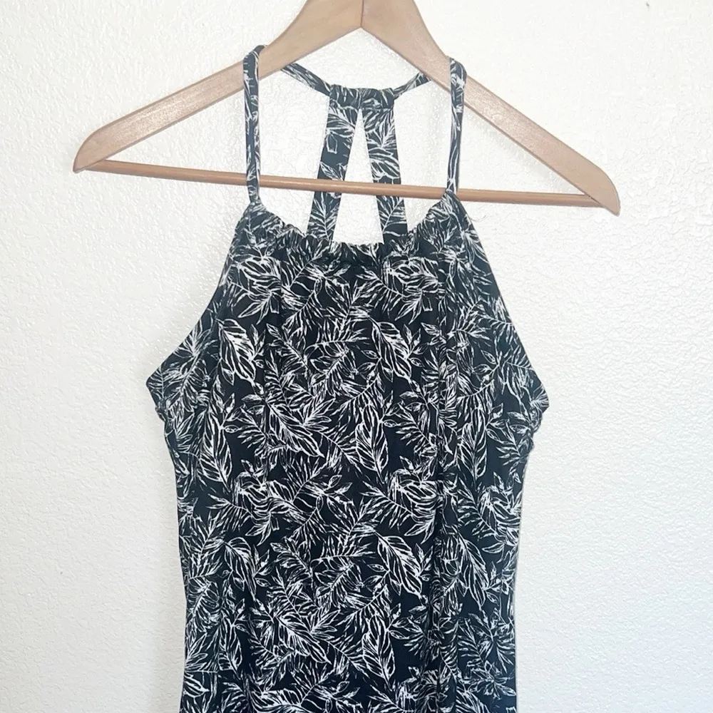 Peace & Pearls Black And White Leaves Floral Summer Dress - Image 2