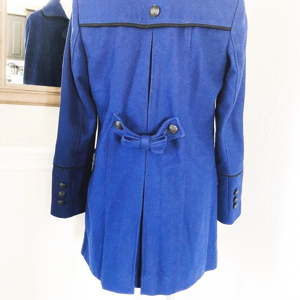 Victoria’s Secret Wool Jacket Peacoat Royal Blue Black Trim Size 14 MSRP $225.00 - Image 7