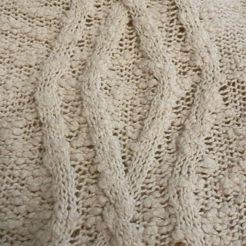 Moth Anthropologie Cream Sweater Womens Small Nubby Boucle Cable Knit Cowl Neck - Image 12