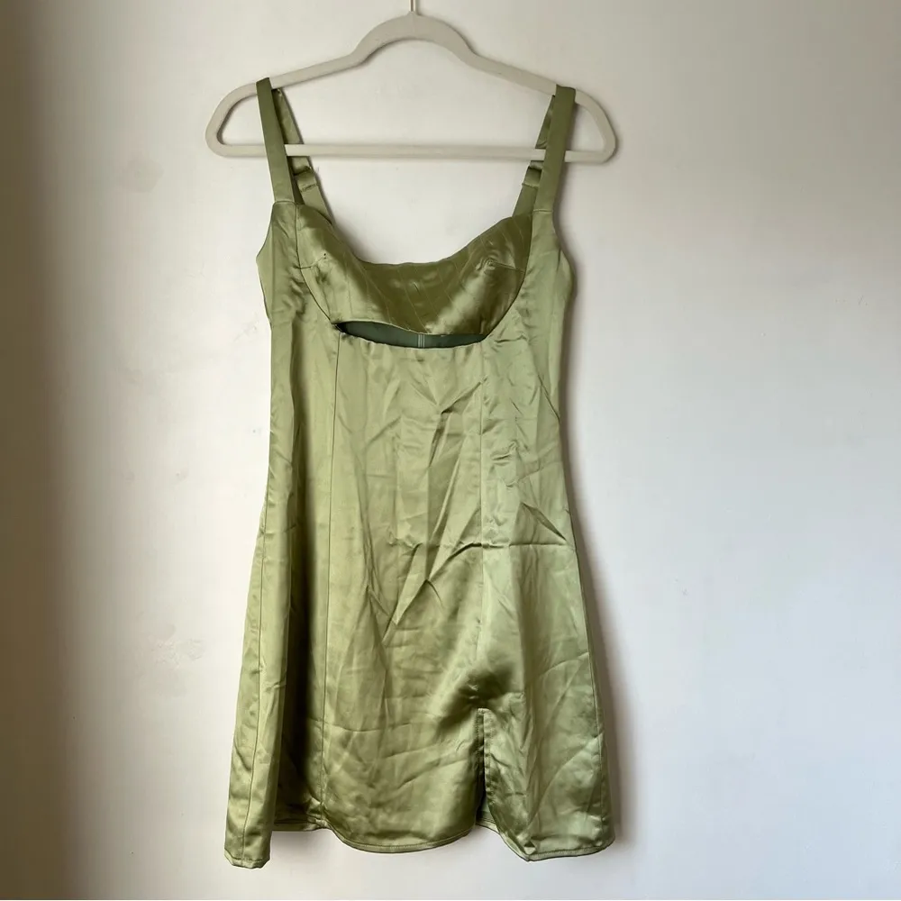 Princess Polly Matcha Green Satin Cut Out Mini Dress 4 - Image 5