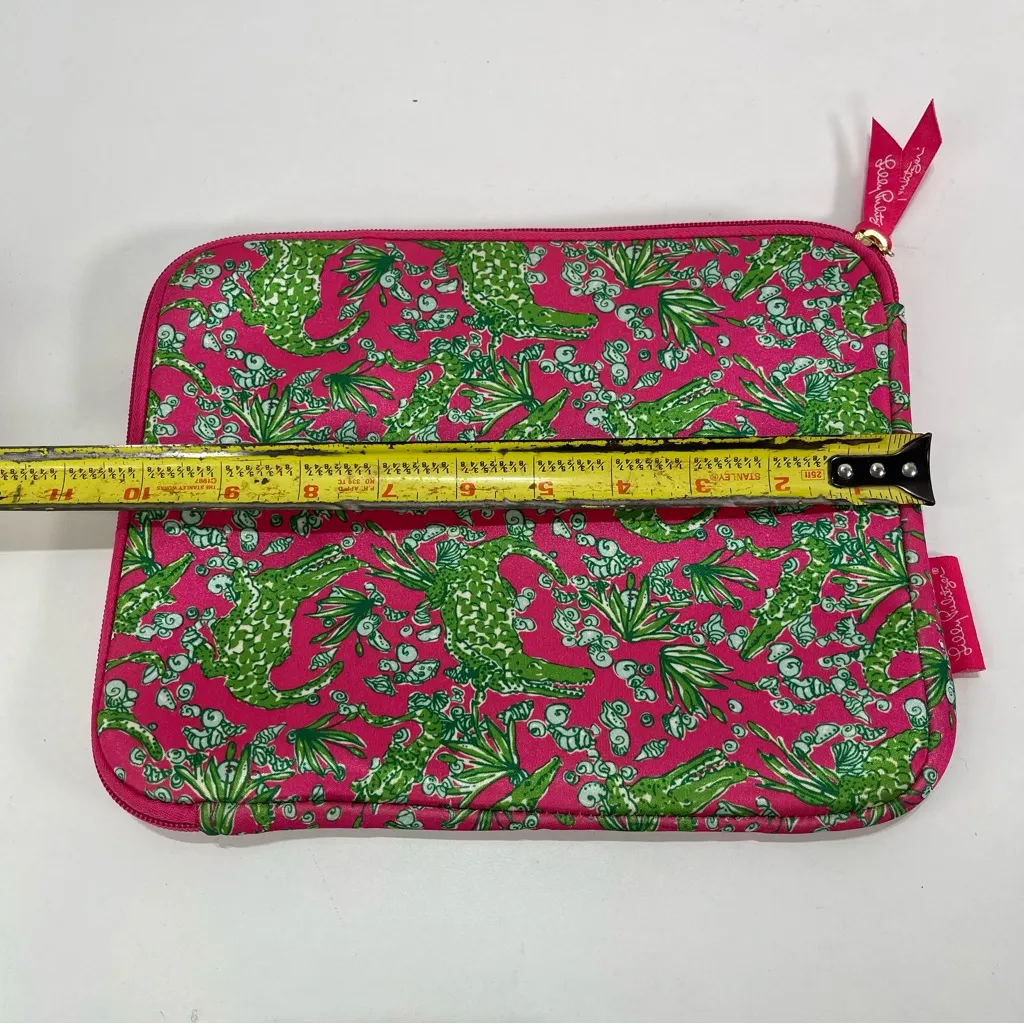 Lilly Pulitzer iPad Tablet Soft Case Pouch Zipper Alligator Shells Hot Pink 10x8 - Image 3