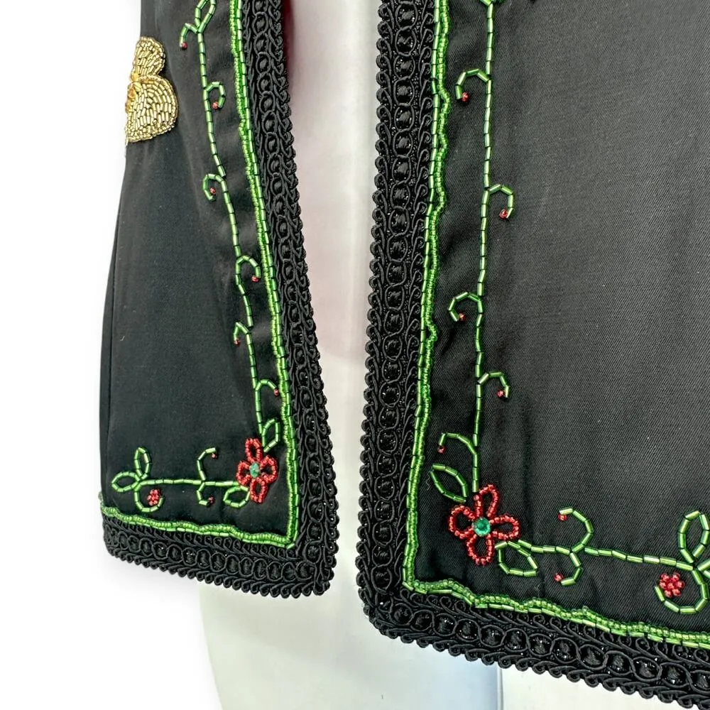 Mako | S | VINTAGE Bead Embellished Black Satin Sheer Puff - Image 5