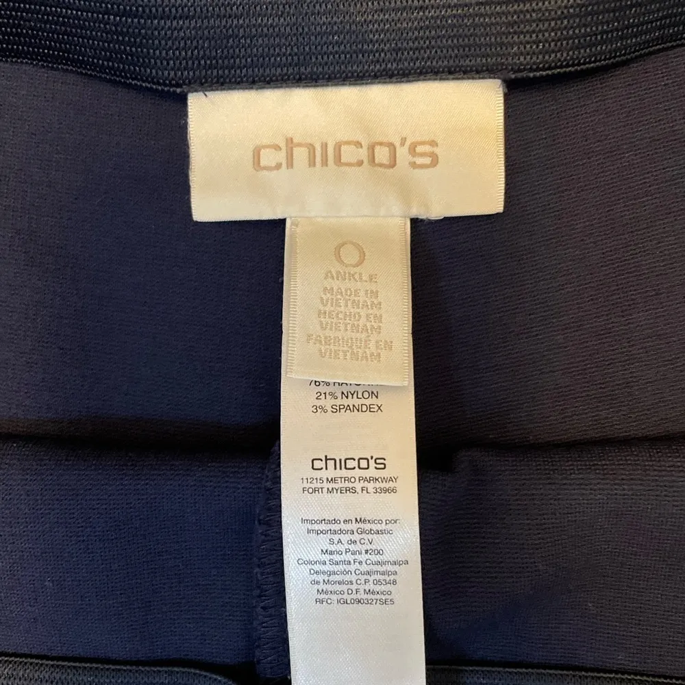 CHICO’S Ponte Knit Pull On Slim Ankle Length Pants in Navy Blue Size 0 - Image 5