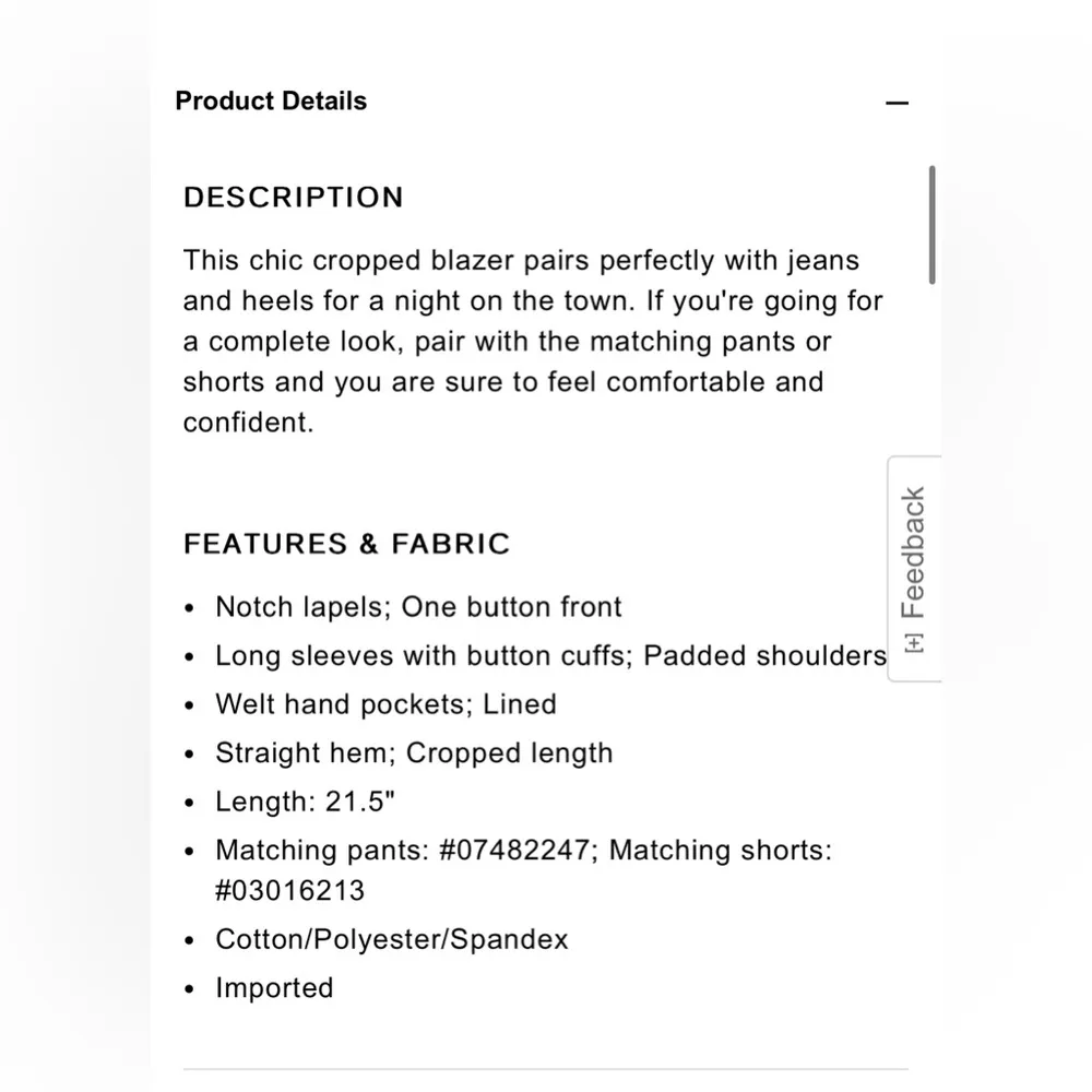 Cropped One Button Blazer - Image 8