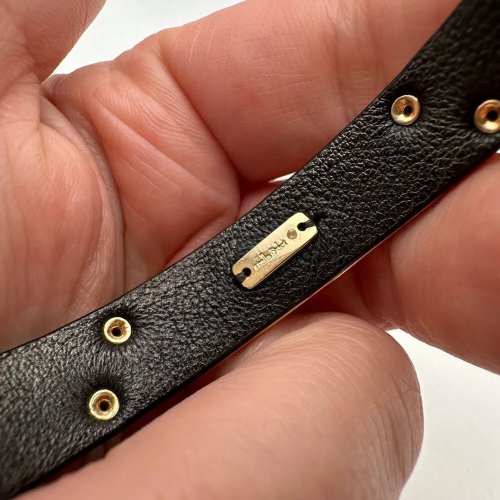 Stella & Dot Addison Black & Gold Tone Leather Cut out‎ Cuff Bracelet - Image 6