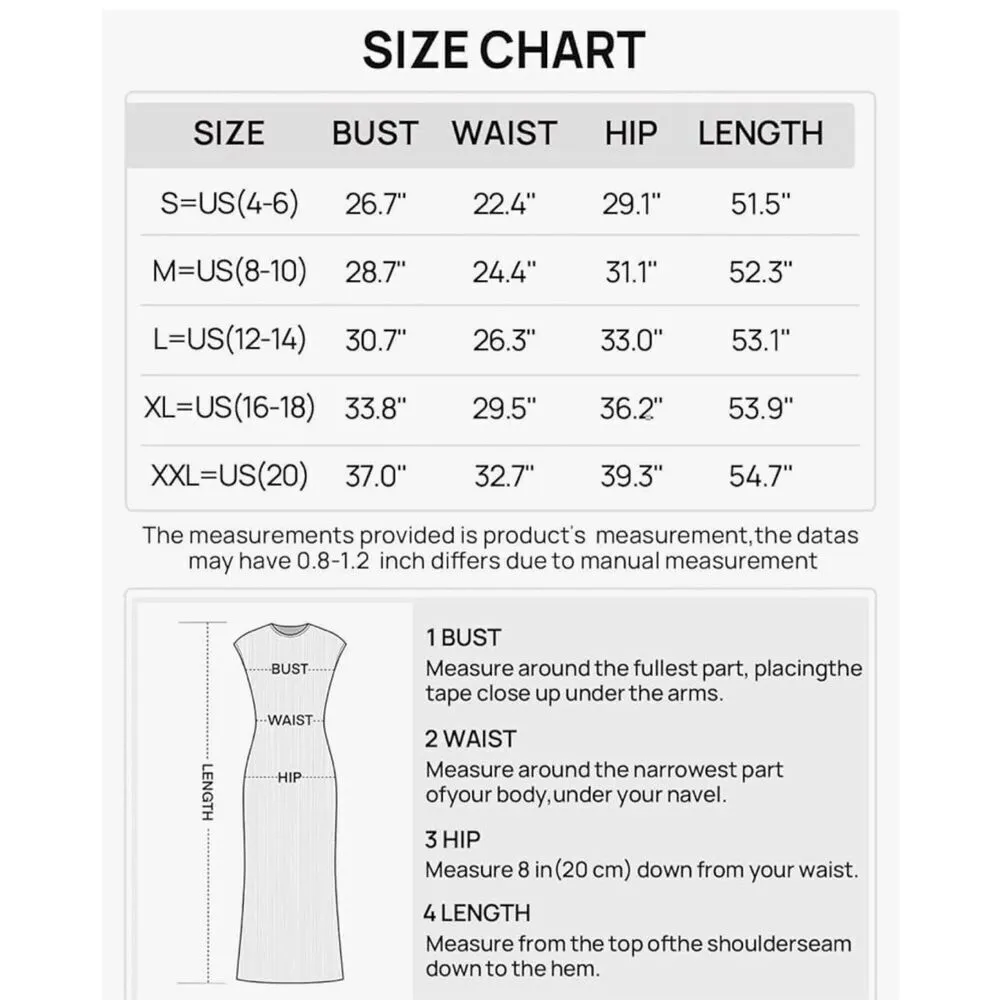 NEW Cap Sleeve Ribbed Knit Maxi Dress Crew  Neck Slim Fit  L - Image 6