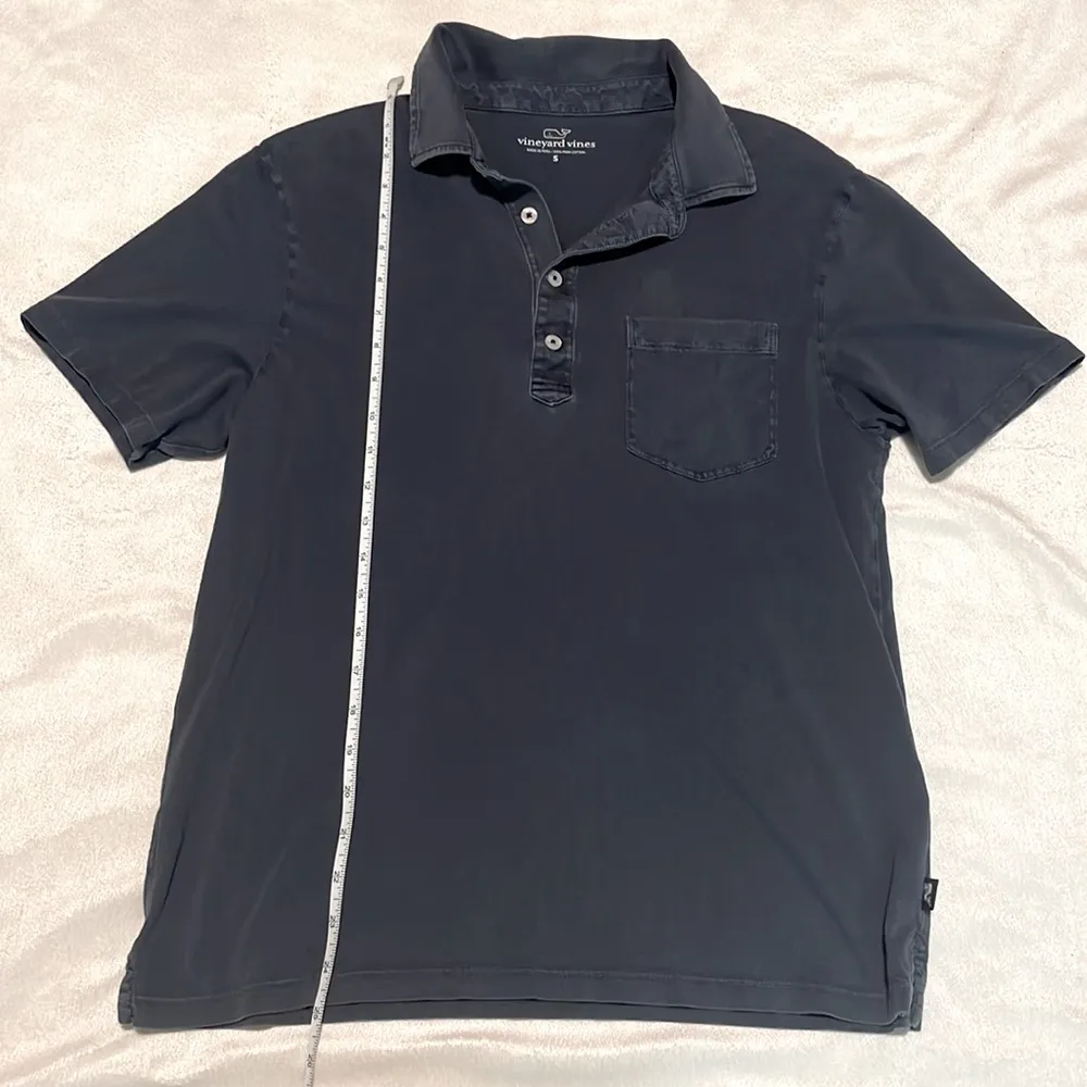 Vineyard Vines- 100% Pima Cotton Classic Black Polo Shirt w/Pocket- Size Small - Image 3