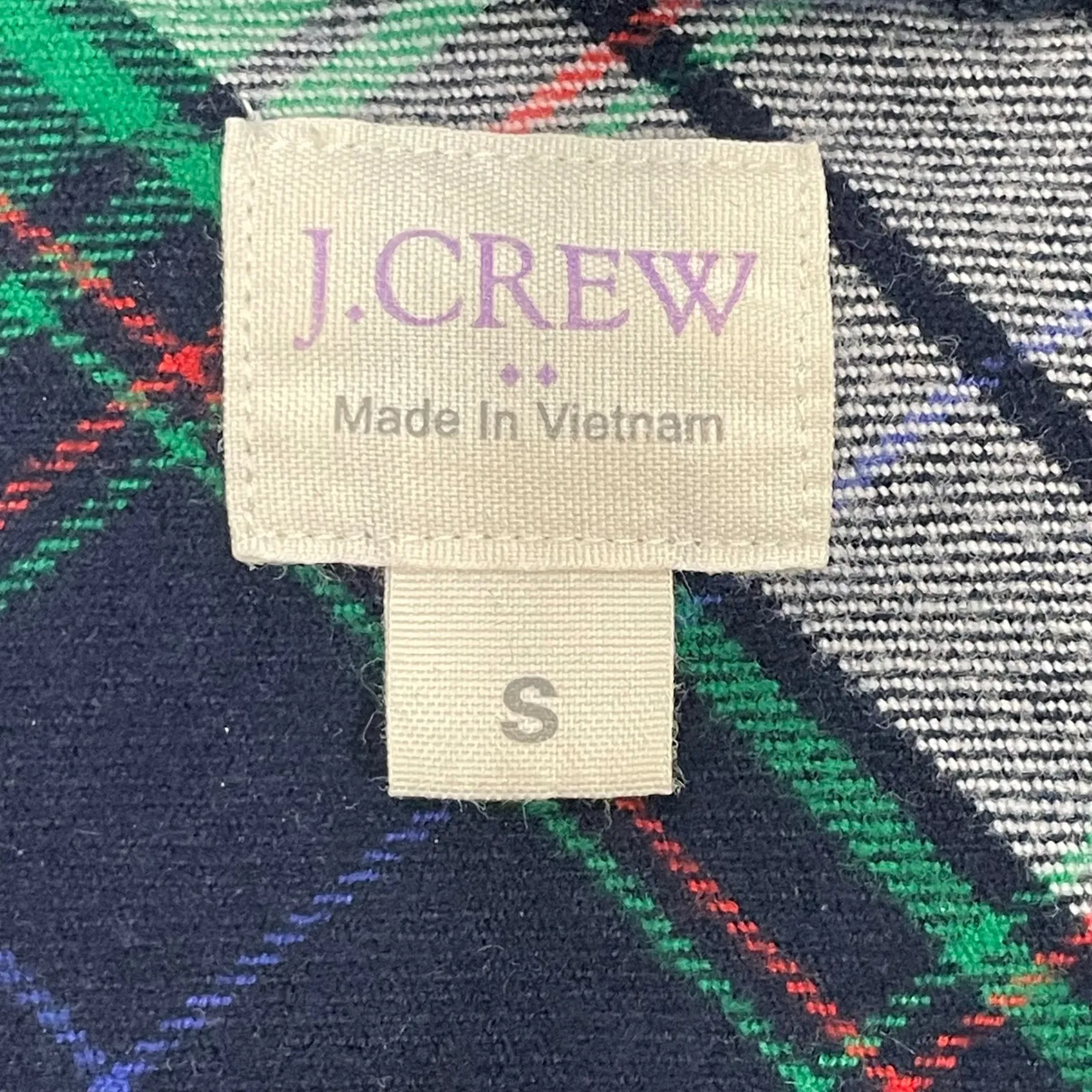 J.Crew Plaid Flannel 1/2 Zip Shirt Womens Small Green Navy Blue Long Sleeve Top - Image 3