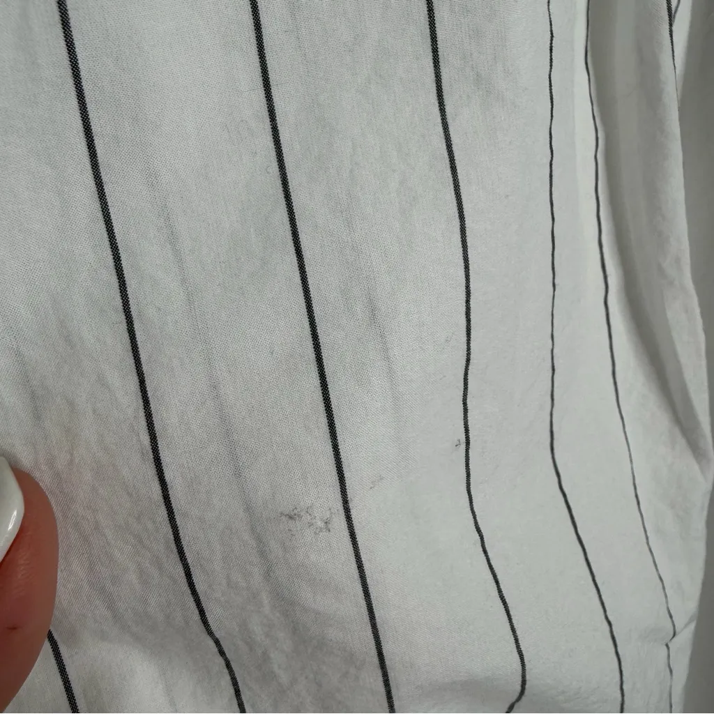 American Eagle Women's White Button Front Striped Shirt Large Oversized Dressy - Image 8