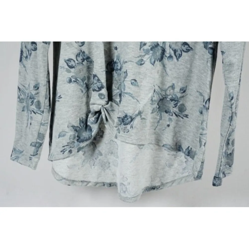 Fred David Woman's Large Soft Floral Long Sleeve Top with Twist Detail High Low - Image 2