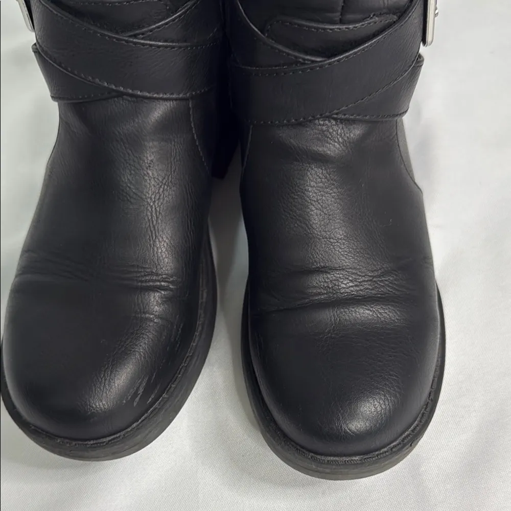 Black Combat Moto Boots with Silver Hardware Size 6.5 - Image 5