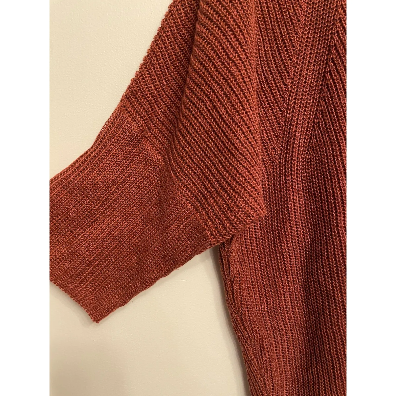 Poetry Half Sleeve Sweater Women 16/18 Brown 100% Linen Open Knit Boho Lagenlook - Image 5