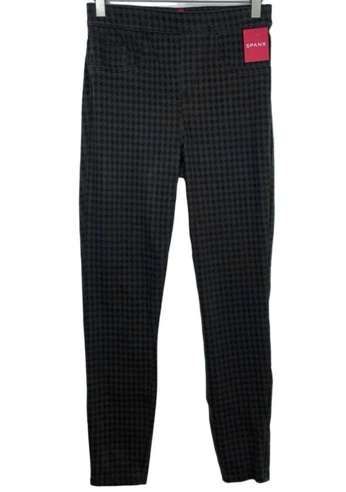 Spanx Gray Black Houndstooth Ankle Jean-ish Leggings Small New - Image 3