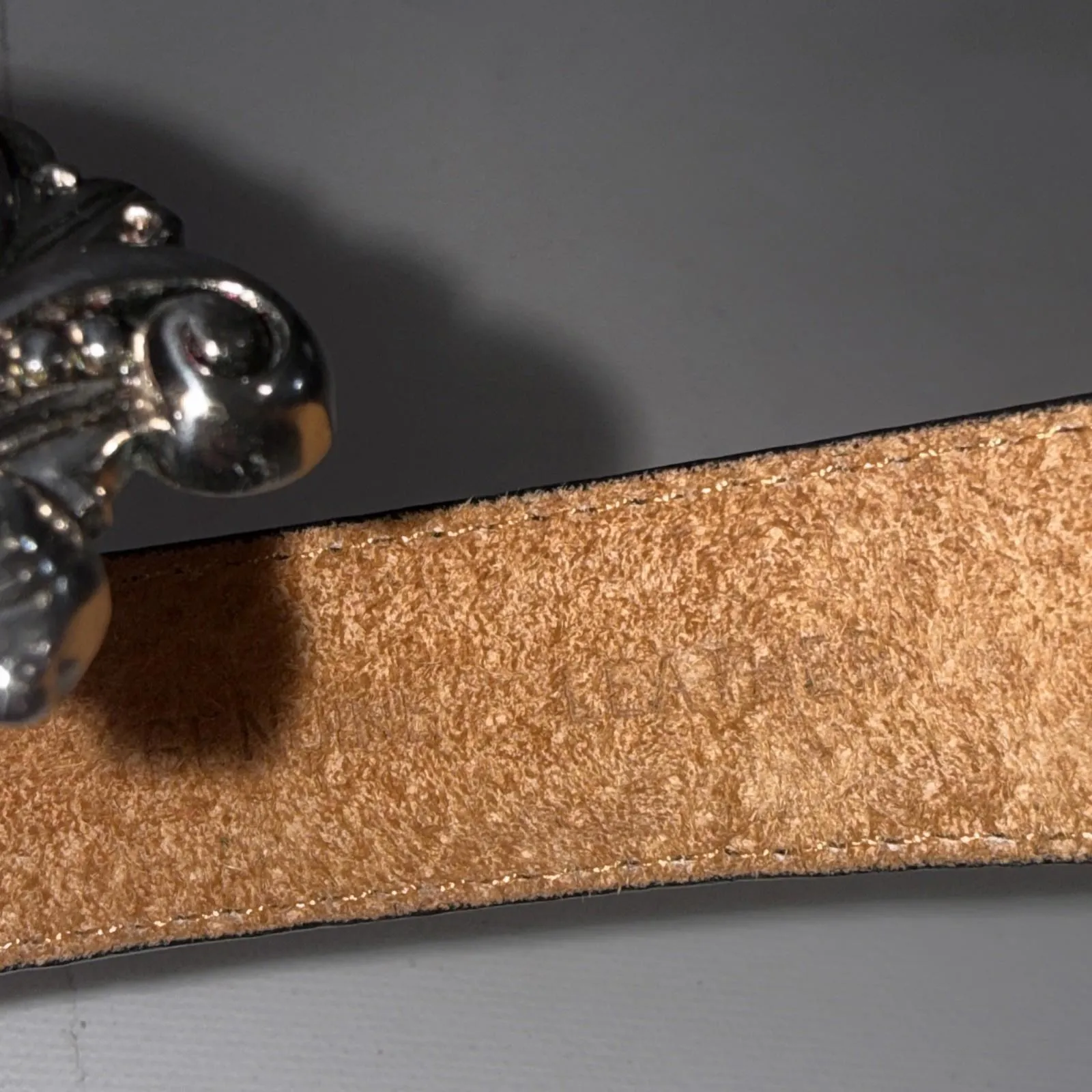 90’s Y2K J. G. Hook BLACK LEATHER SILVER SWIRL WESTERN BUCKLE BELT Small NWT - Image 7