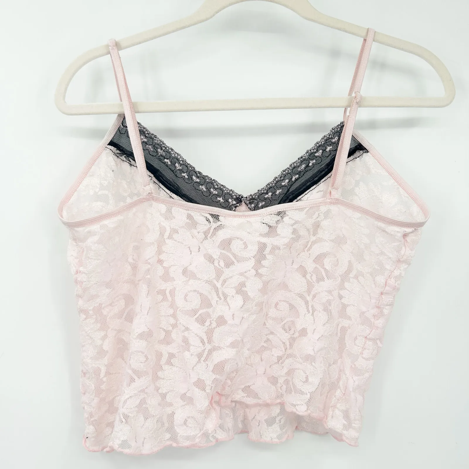 Secret Treasures‎ Womens Vintage Y2K Coquette Bow Sheer Lace Cami Top Pink - Image 6