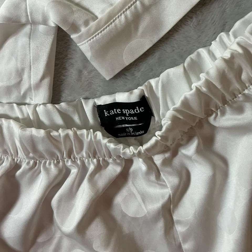 Kate Spade Mrs Pajama Set White Polka Dot Short Sleeve Button Down Shorts S P - Image 4