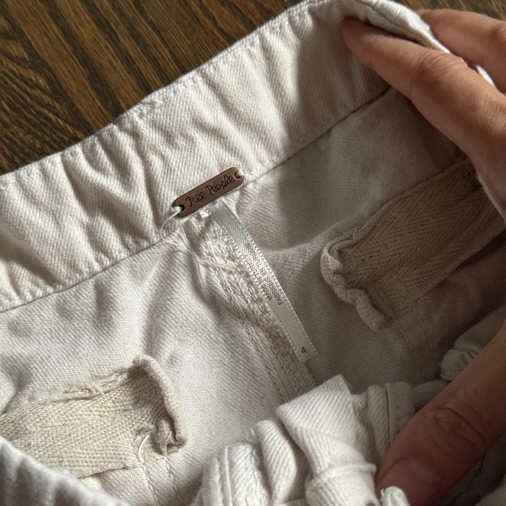 Free people tan adjustable cargo high waisted pants size 4 - Image 6