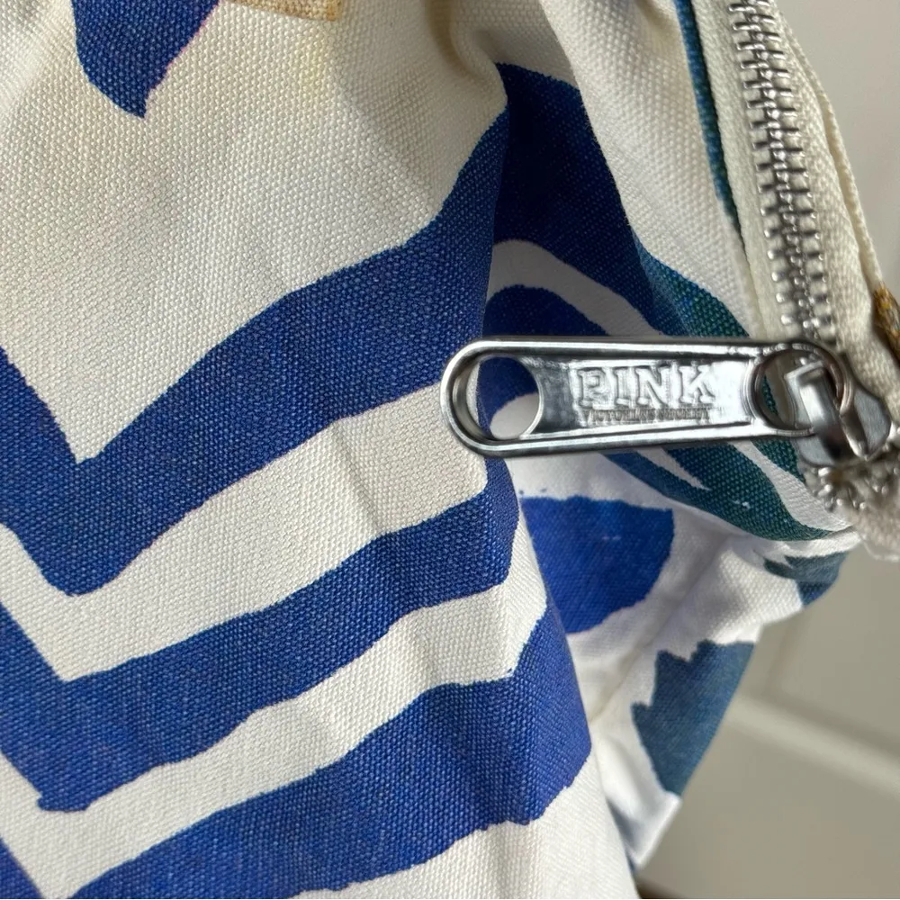 Vintage PINK Victoria's Secret Zebra Multicolor Canvas Tote Beach Travel Bag - Image 6