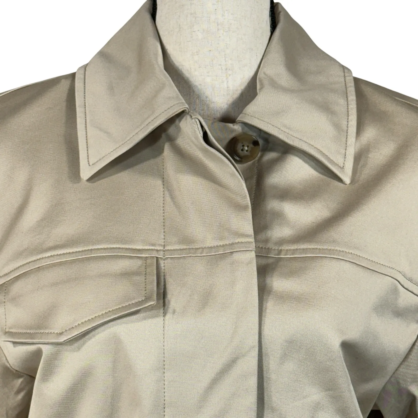 Banana Republic Small Twill Short Utility Jacket Button-Up Lined Long Sleeve Tan - Image 2