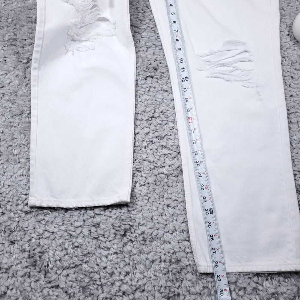 Good American Good 90s Duster Natural Fray White Jeans High Rise Size 14 32 - Image 9