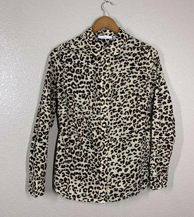 1901 Small Leopard Print Cotton Voile Button Down Top Nordstrom NEW - Image 2
