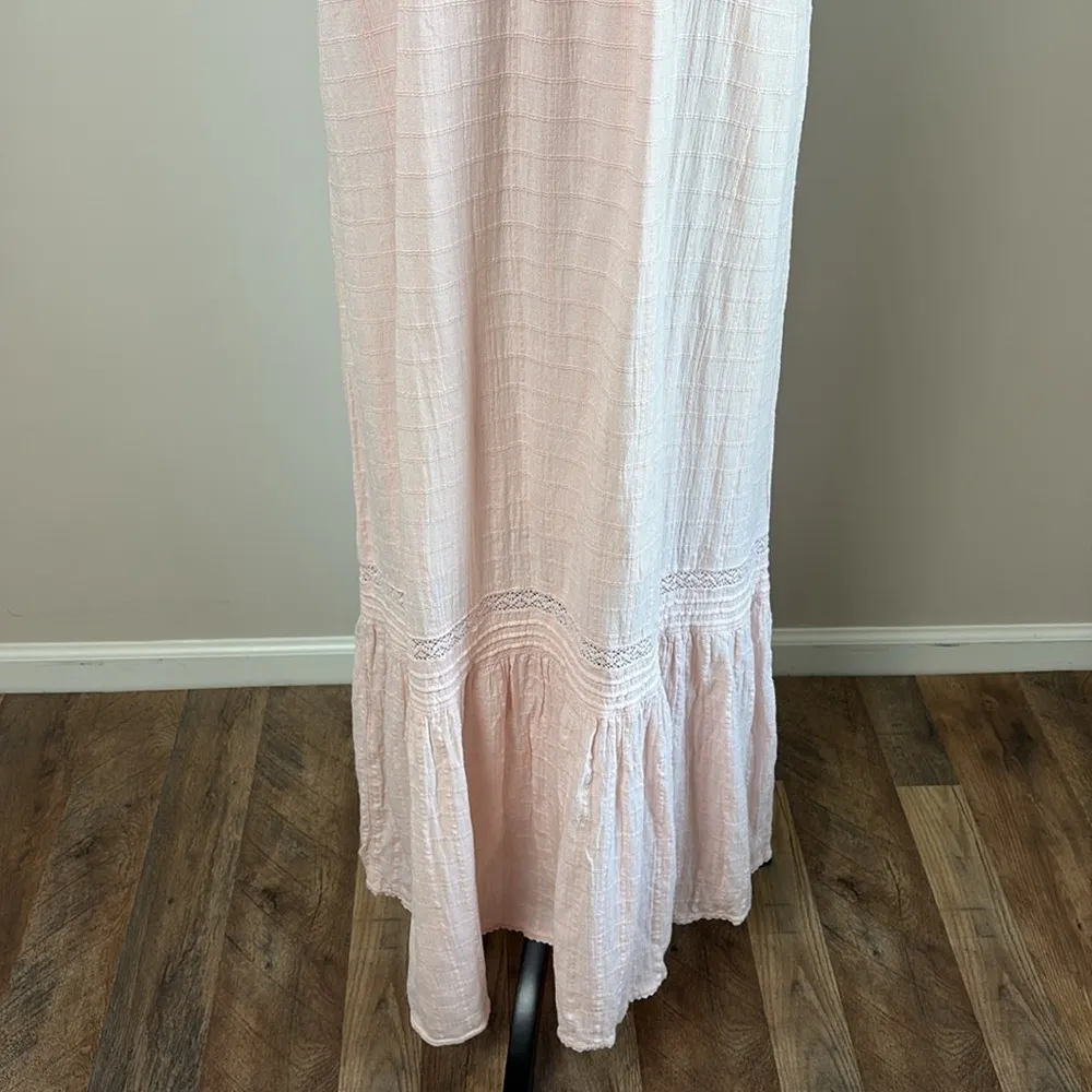 Aerie Low Back Maxi Dress Pink Soft Cotton Linen Blend Spaghetti Straps Size S - Image 4