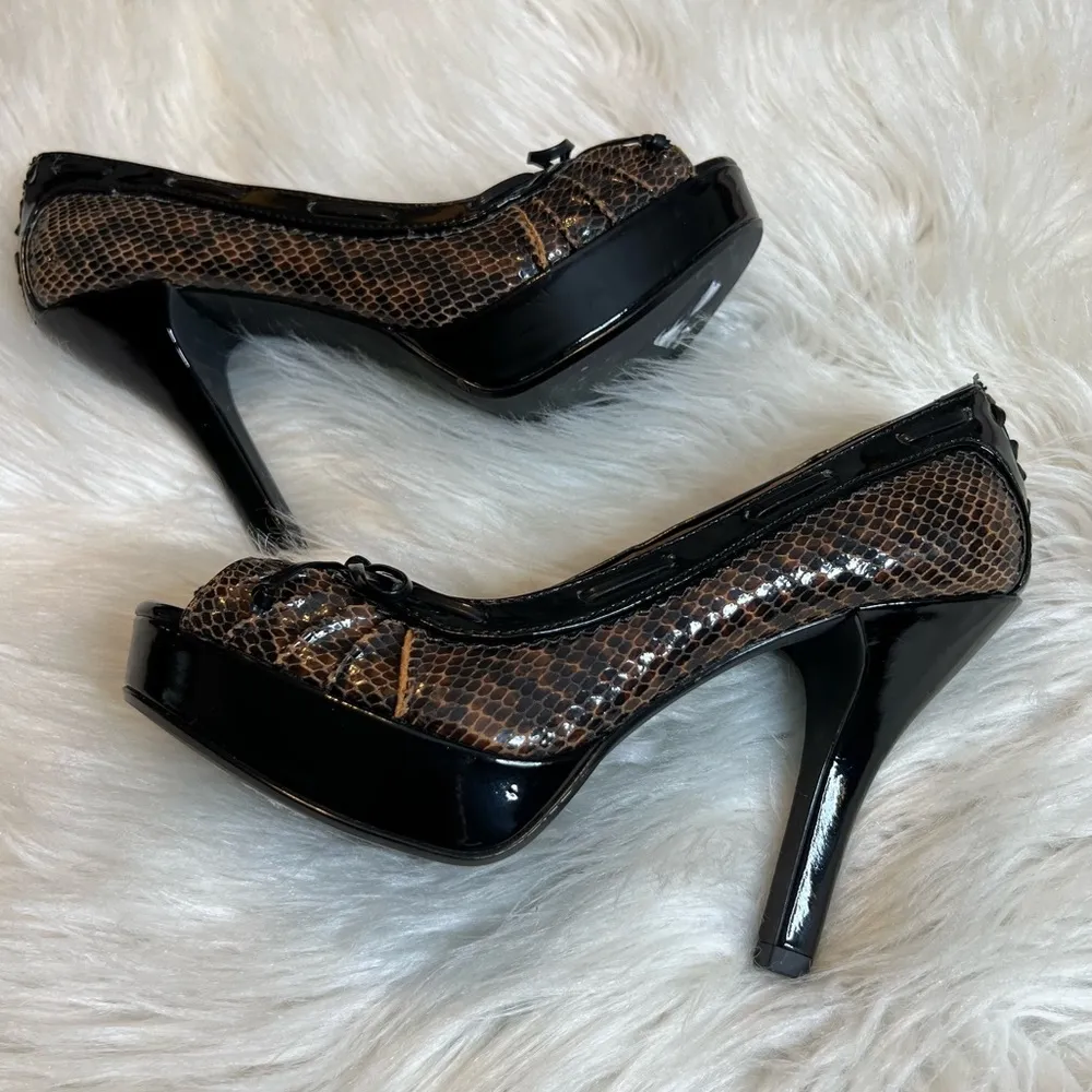 MICHAEL Michael Kors platform High heel shoes Reptile Print Patent Leather 8M - Image 2