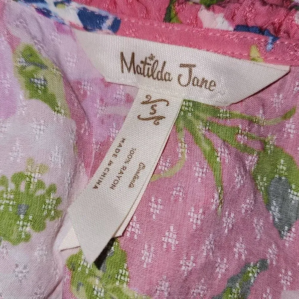 Matilda Jane‎ Womens Pink Fresh Florals Ruffle Sleeve Tiered Dress Small - Image 4