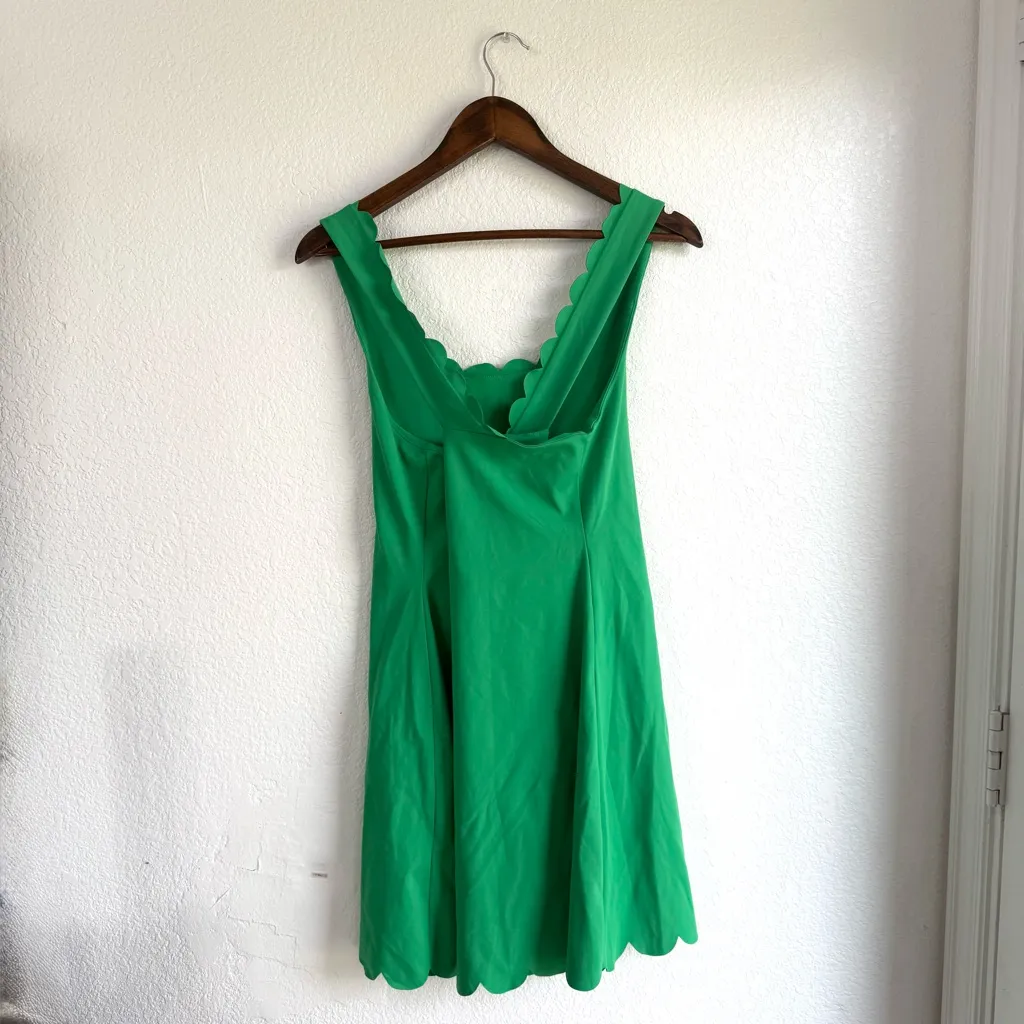 NEW J Crew Womens Dress Green Active Scalloped Edge Built In Bodysuit Size Large - Image 4