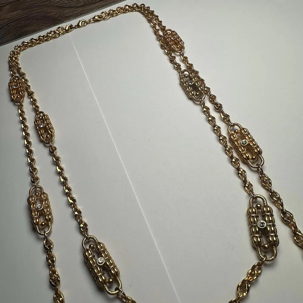 JBK Convertible Double Chain Paper Clip Gold Tone Rhinestone Camrose & Kross - Image 12
