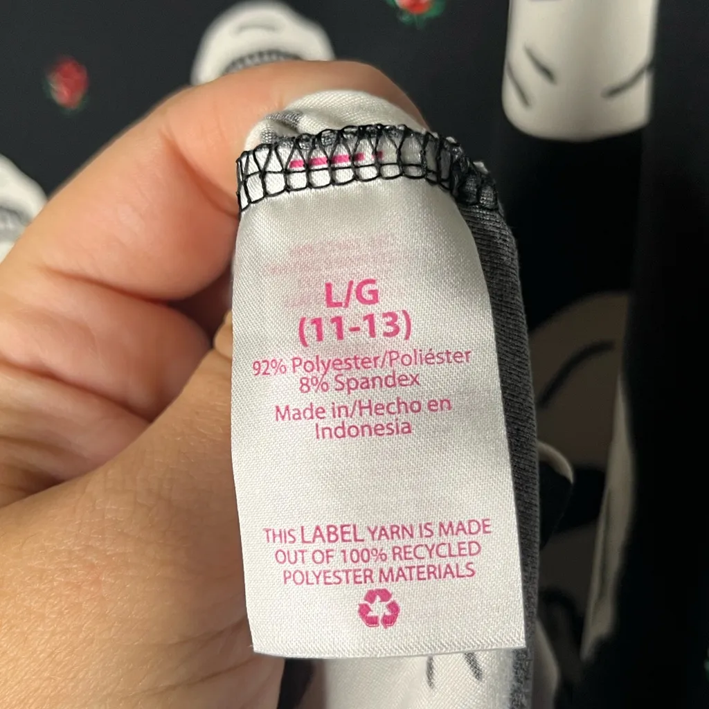 No Boundaries Black Skull & Rose T-shirt Dress Women’s Size Large - Image 6