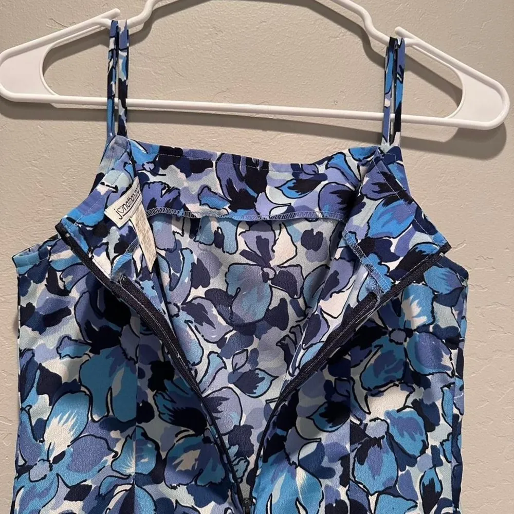 Jonathan Martin‎ Vintage Blue Purple Floral Mini Dress Size 3 - Image 4