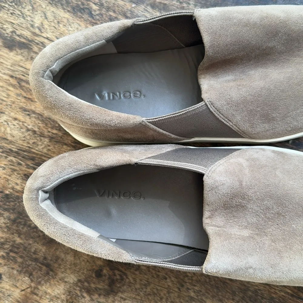 Vince Womens Warren Platform Slip On Sneakers Hazelstone Grey taupe
 Suede 9 - Image 7