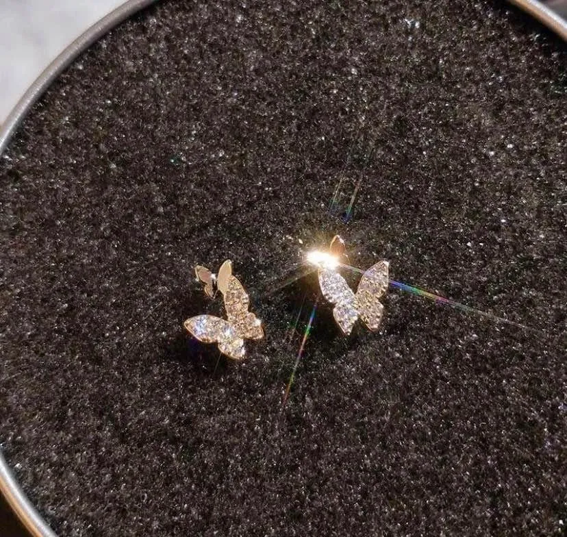 Women's Cute Mini Gold Butterfly Stud Earrings - Image 2