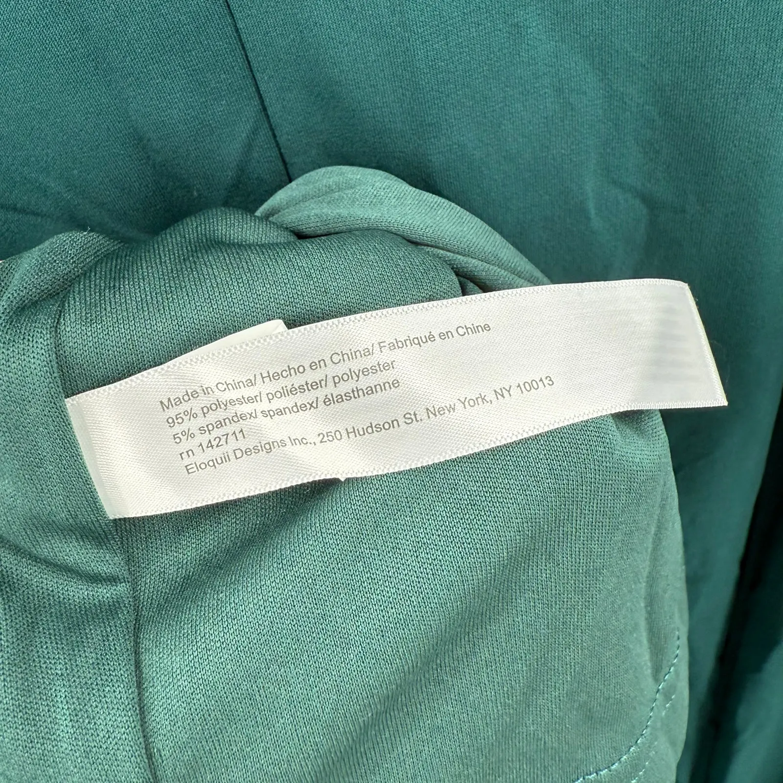 ELOQUII Dress Size 22 Ruched Single Long Sleeve NWT Plus Curvy Midi Dark Sea - Image 11