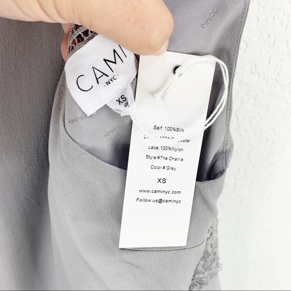 NWT Cami NYC The Charlie Silk Lace Top Grey XS - Image 8