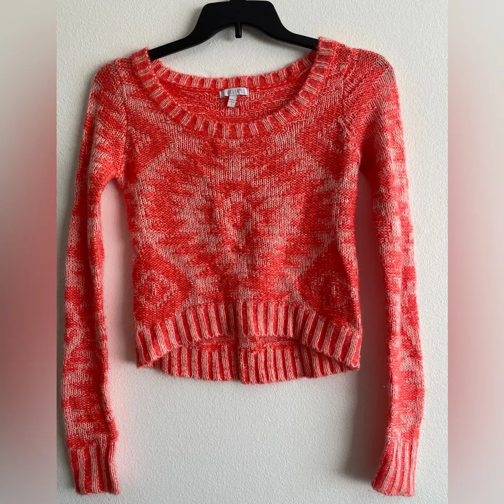 delia Coral Cropped Thin Sweater Size S‎ - Image 3