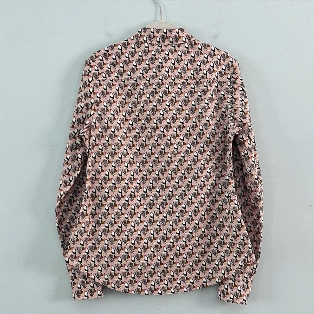 Boden Cotton Classic Milkshake Toucan Tile Button Down Pink Long Sleeve Shirt Size 4 - Image 3