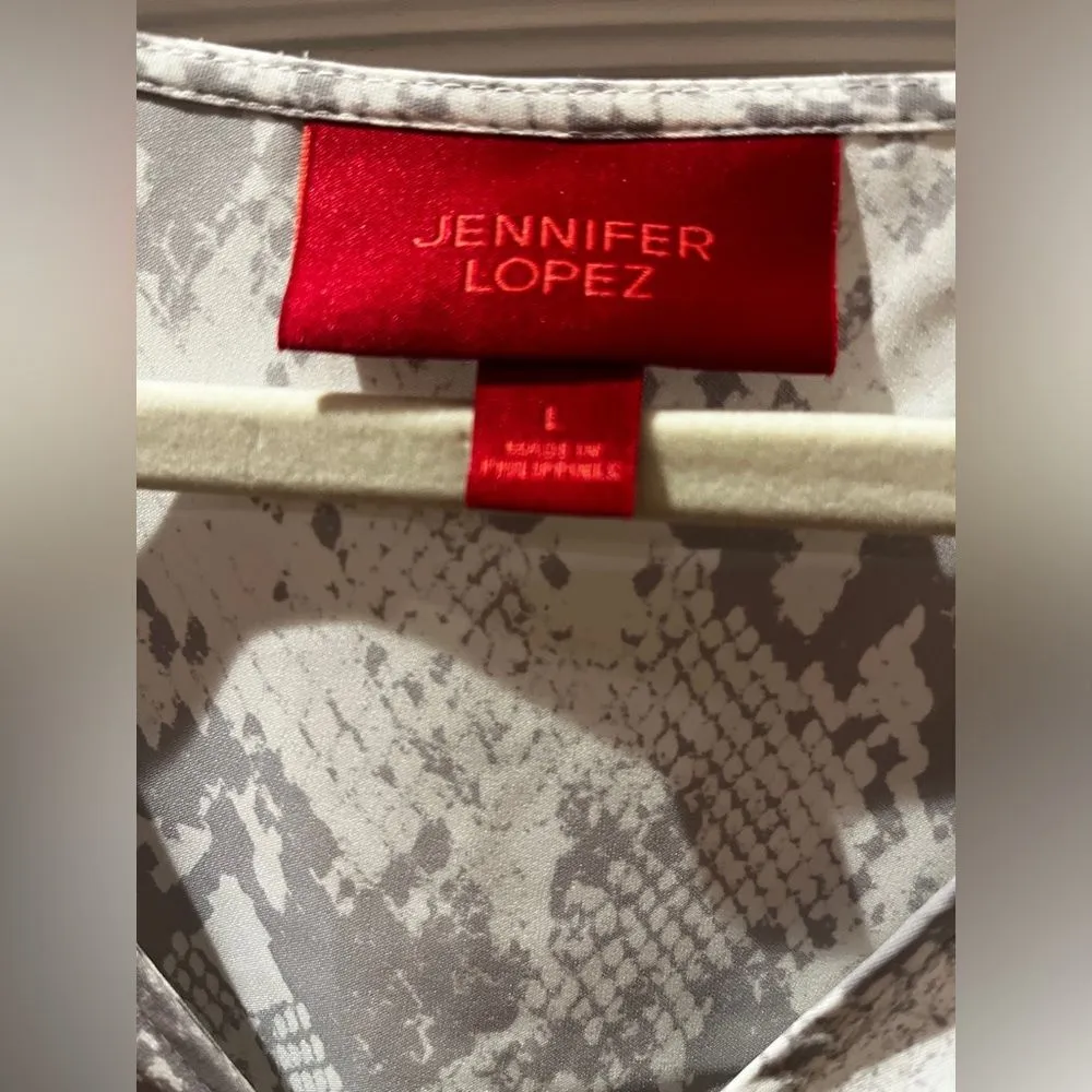Jennifer Lopez Snake Skin Printed Self Tie Crossover Blouse Size Large - Image 8