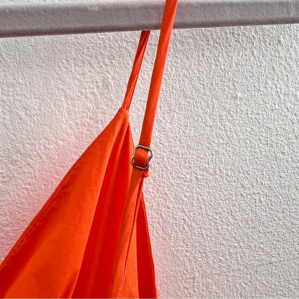 Zara Orange Smocked Maxi Dress Small V-Neck Sleeveless Flowy Summer Boho - Image 7