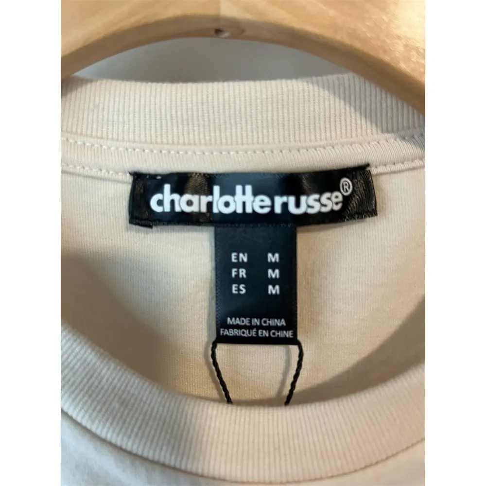 Charlotte Russe T-Shirt Women's M Beige Whiskey Graphic Tee Short Sleeve NEW - Image 6