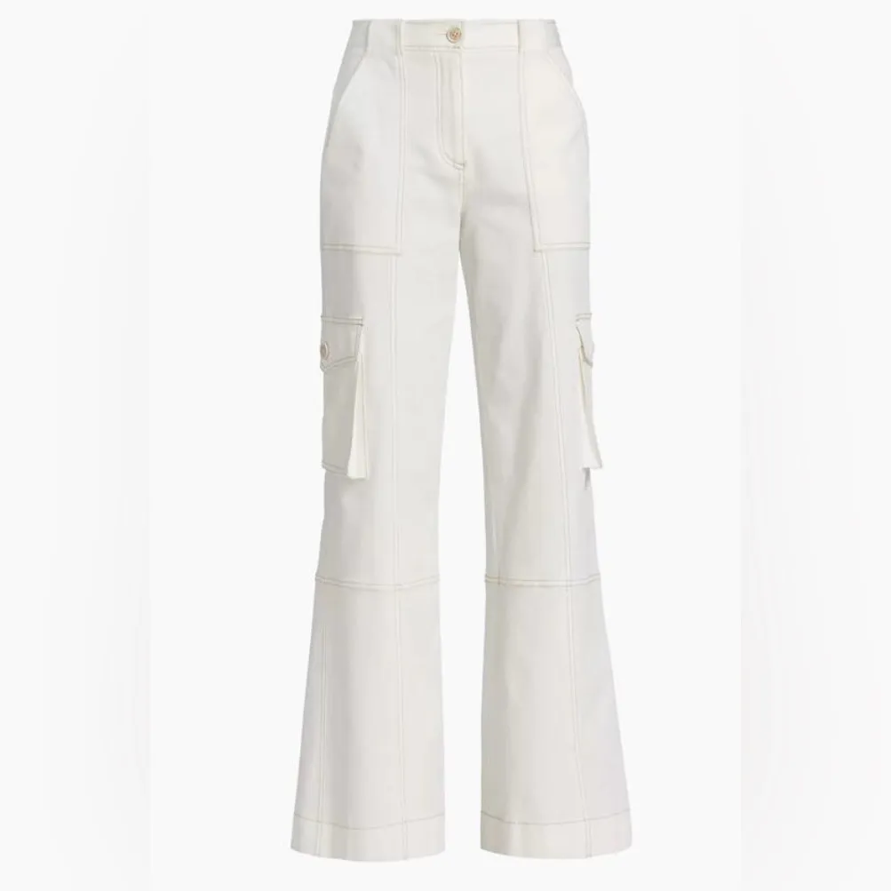 TWP Coop Flare Cargo Pants Off White wide leg size 8 - Image 6