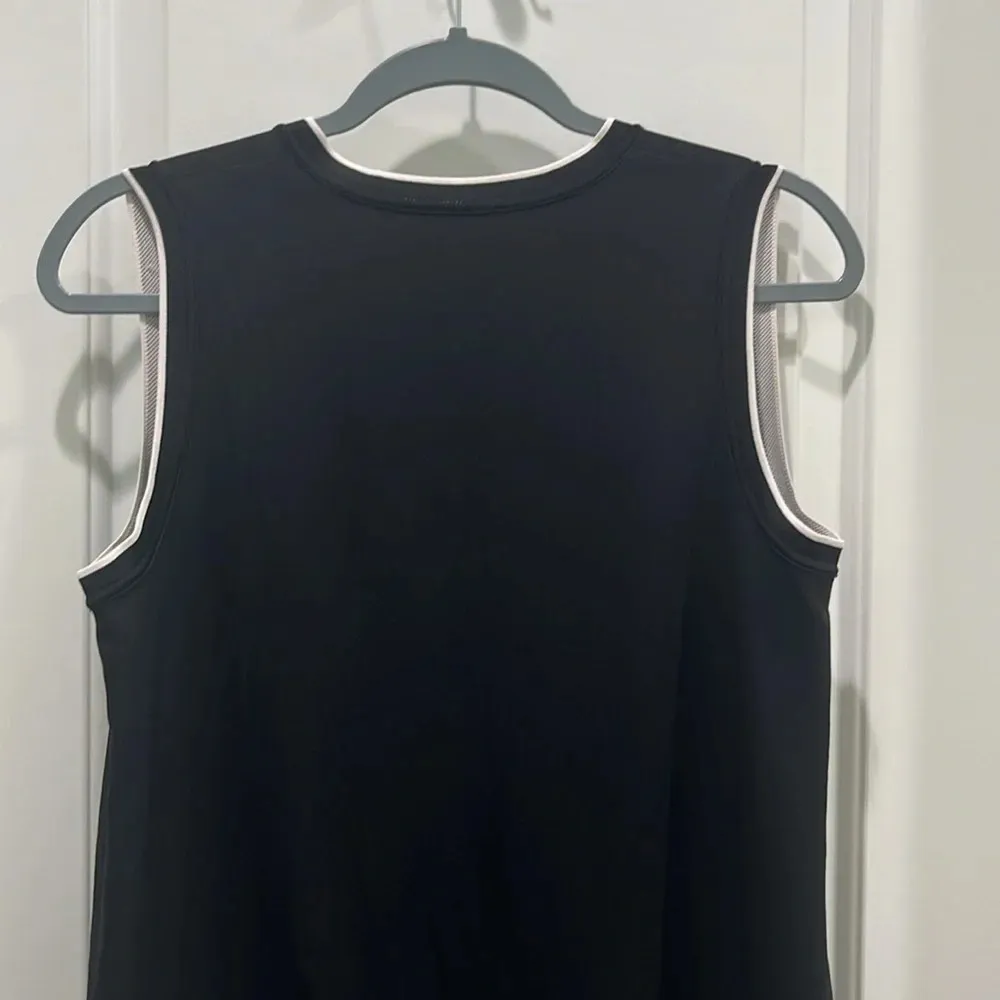 VINCE Black White Stripe Double Layer V-Neck Sleeveless Midi Dress Sz 8 - Image 8