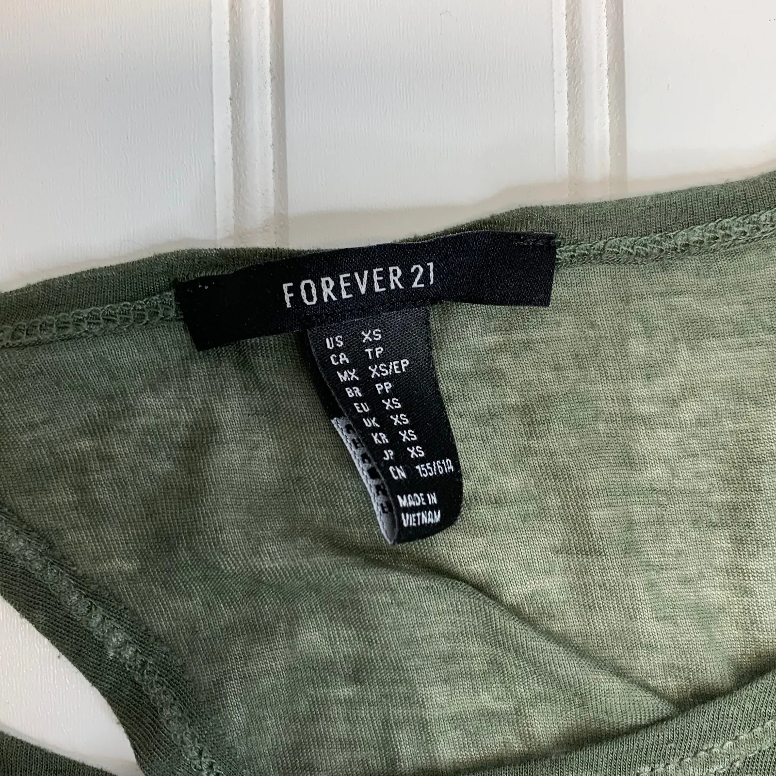 Army Green Thin Swing Tank Top Racer Back Sz XS - Image 7