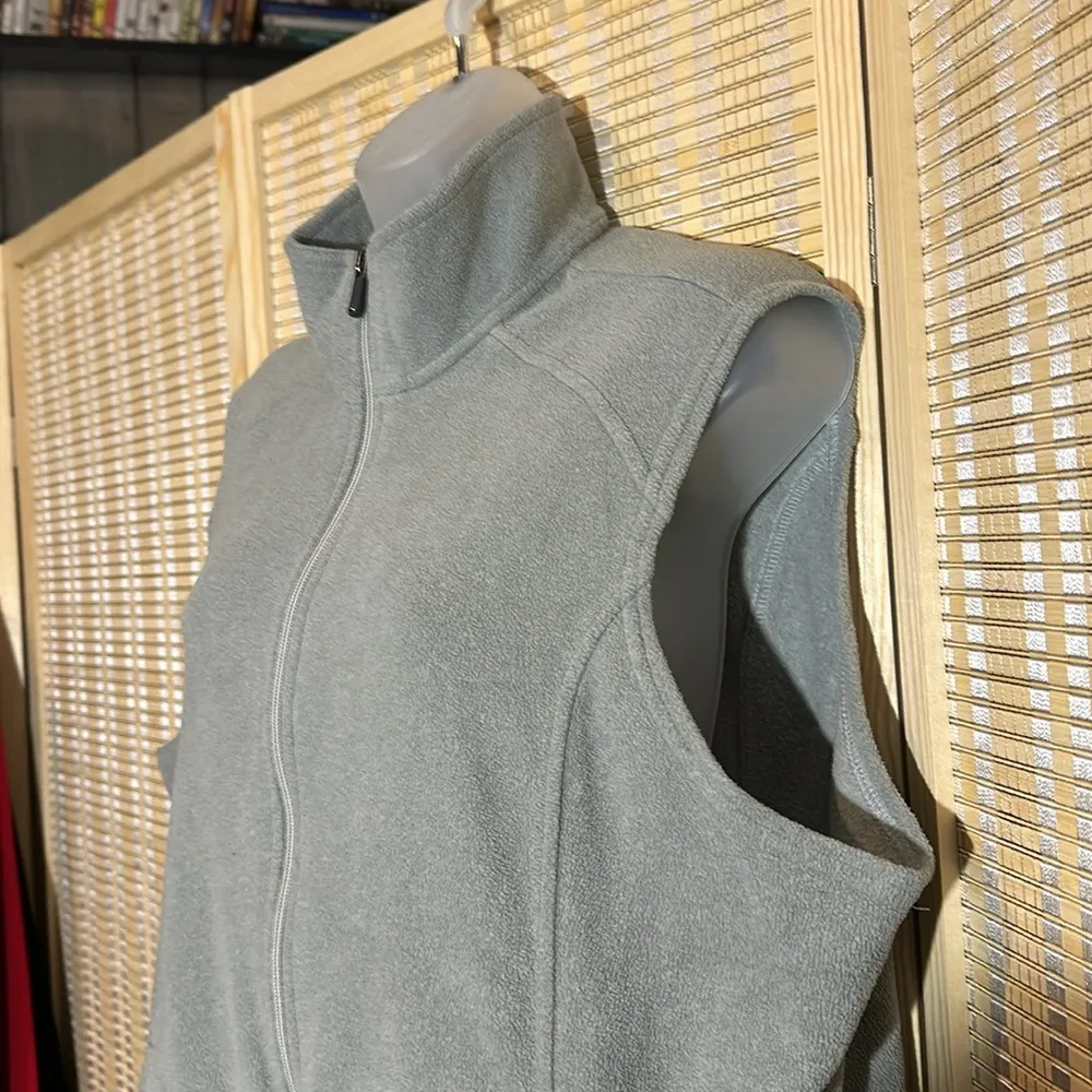 Land's End Gray Polartec Fleece Zip Front Vest Vintage 1990s Y2K XL/18 - Image 4
