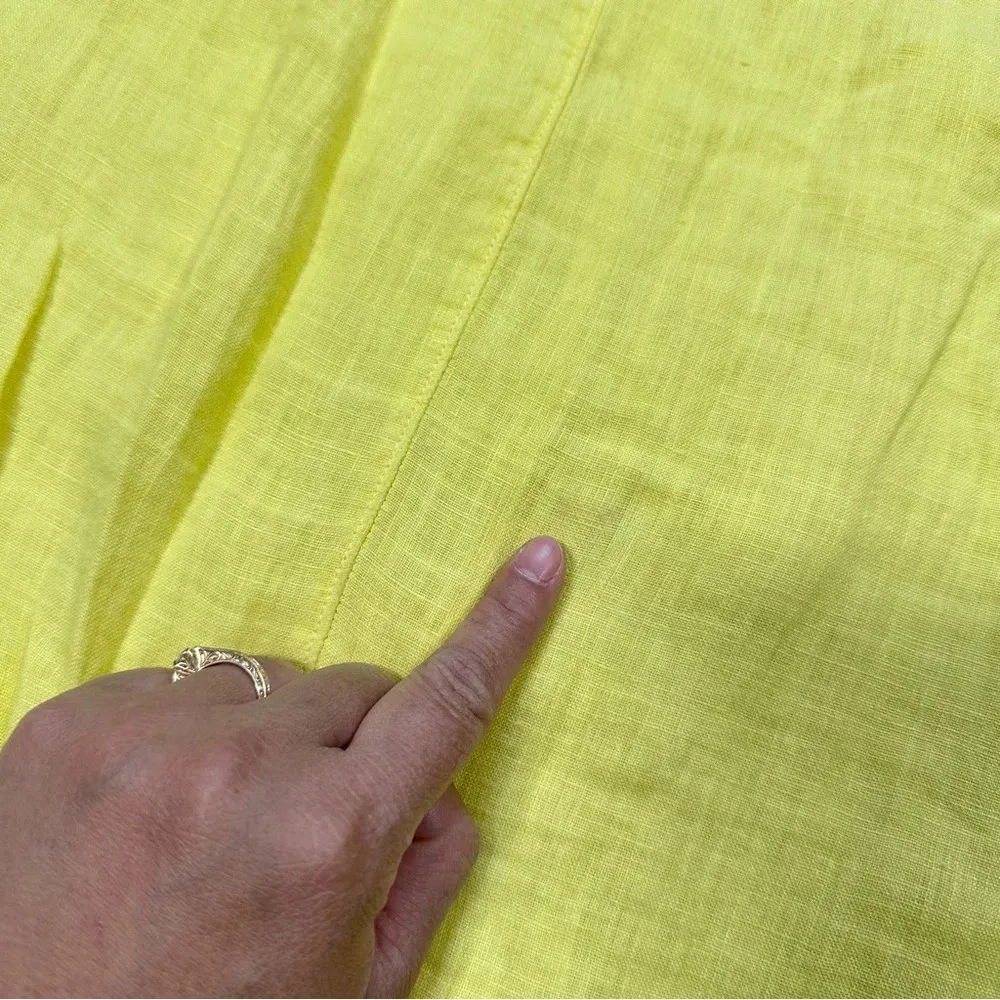 Sahara 100% Pure Linen Sleeveless Midi Dress Pintuck Beachy in Yellow Size M Size M - Image 13